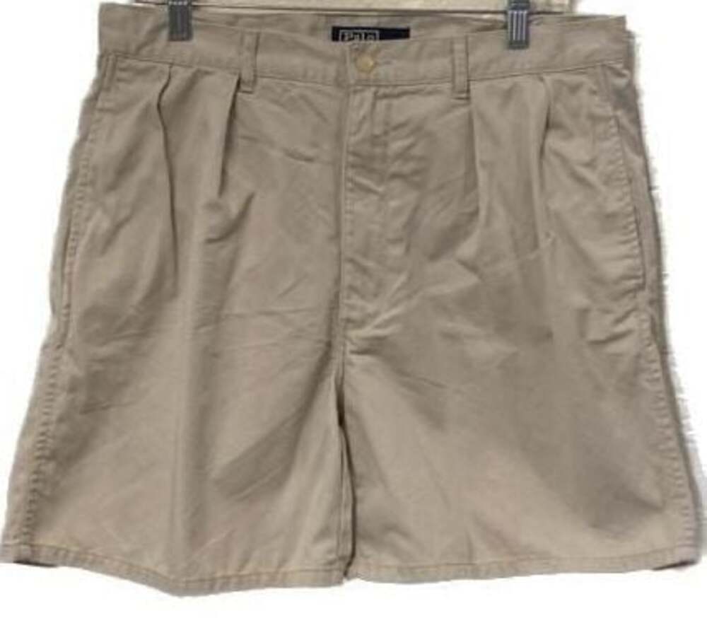 VTG Polo Ralph Lauren Men’s Size 34 Tyler Short Pleated Chino Khaki Tan